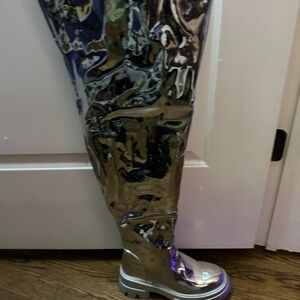 AKIRA Silver Combat Boots